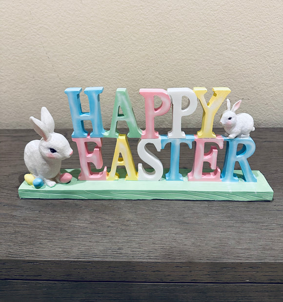 HAPPY EASTER BUNNY SIGNS - Table Top centerpiece or hutch display (Happy Easter)