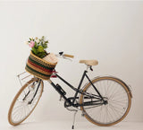 Bike Bicycle Basket - Kelly Green & Tan
