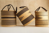 Ghana Natural and Black Diamond Large Traditional Handwoven African Ghana Laundry Basket Natural Hamper basket