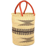 Ghana Natural and Diamond With Stripes Large Traditional Handwoven African Ghana Laundry Basket Natural Hamper basket