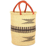 Ghana Natural and Diamond With Stripes Large Traditional Handwoven African Ghana Laundry Basket Natural Hamper basket