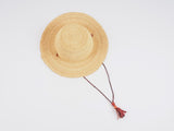 Ghanaian Straw Hats With Wide Brim Leather Strap- Natural