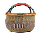 African Market Basket - Bolga Ghana Burnt Orange Basket - Large: 14-16" Across