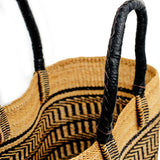 Vea Heavy Duty African Basket - Ghana Bolga - Shopping Natural Basket Tan & Black