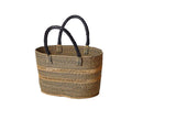 Vea Heavy Duty African Basket - Ghana Bolga - Shopping Natural Basket Black & Tan