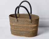 Vea Heavy Duty African Basket - Ghana Bolga - Shopping Natural Basket Black & Tan