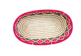 African Rwanda Woven Oval Bread Basket for Storage, Organization or Serving | Great for Remote Controller Storage or Baby Diapers and Wipes or Serving Bread on The Table - 11" long, 7" wide, 2.5" tall Pink