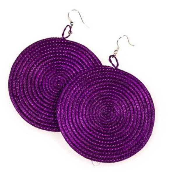 Purple Woven Disc Earrings – Large