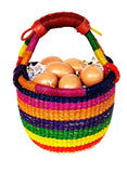 Mini African Market Basket | Ghana Bolga Basket | 7"-9" Across Rainbow Colors