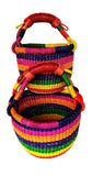 Small African Market Basket | Ghana Bolga Basket | 9"-11" Across Rainbow Colors