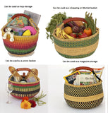 African Market Basket - Bolga Ghana Basket | Storage |Market Woven Basket - Green