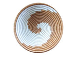 African Basket  Rwanda Woven Basket - Tan &  white Swirl 12'' x 3"
