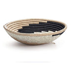 African  Rwanda Woven Basket - Tan & Black Swirl