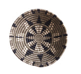 African  Rwanda Woven Basket - Tumba Grey & Black 12" x 3"