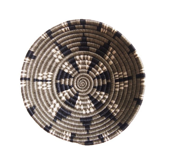 African  Rwanda Woven Basket - Tumba Grey & Black 10