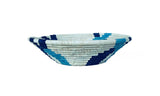 Trade Rwanda African Rafia & Sisal Bowl  - Turquoise White & Black