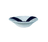 African  Uganda Woven Bowl -  Black & White Half Moon 12" x 3"