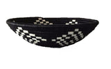 African  Rwanda Woven Basket - Black & White