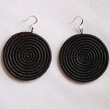 Rwanda Sisal Disc Black Earrings