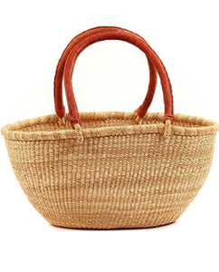 African Basket - Ghana Bolga - Gambibgo Oval Shopping Natural Basket - 20" Across