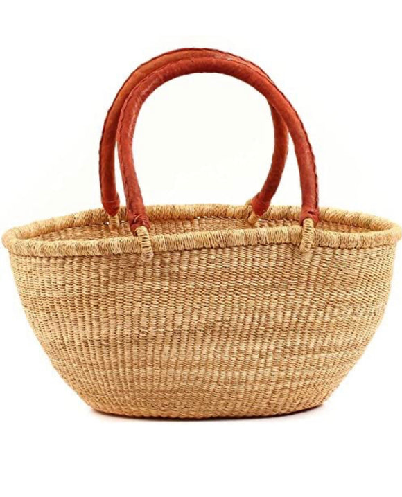 African Basket - Ghana Bolga - Gambibgo Oval Shopping Natural Basket - 20